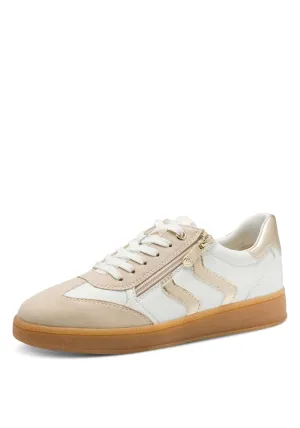 2 Side Stripe  Zip Trainer - White / Gold
