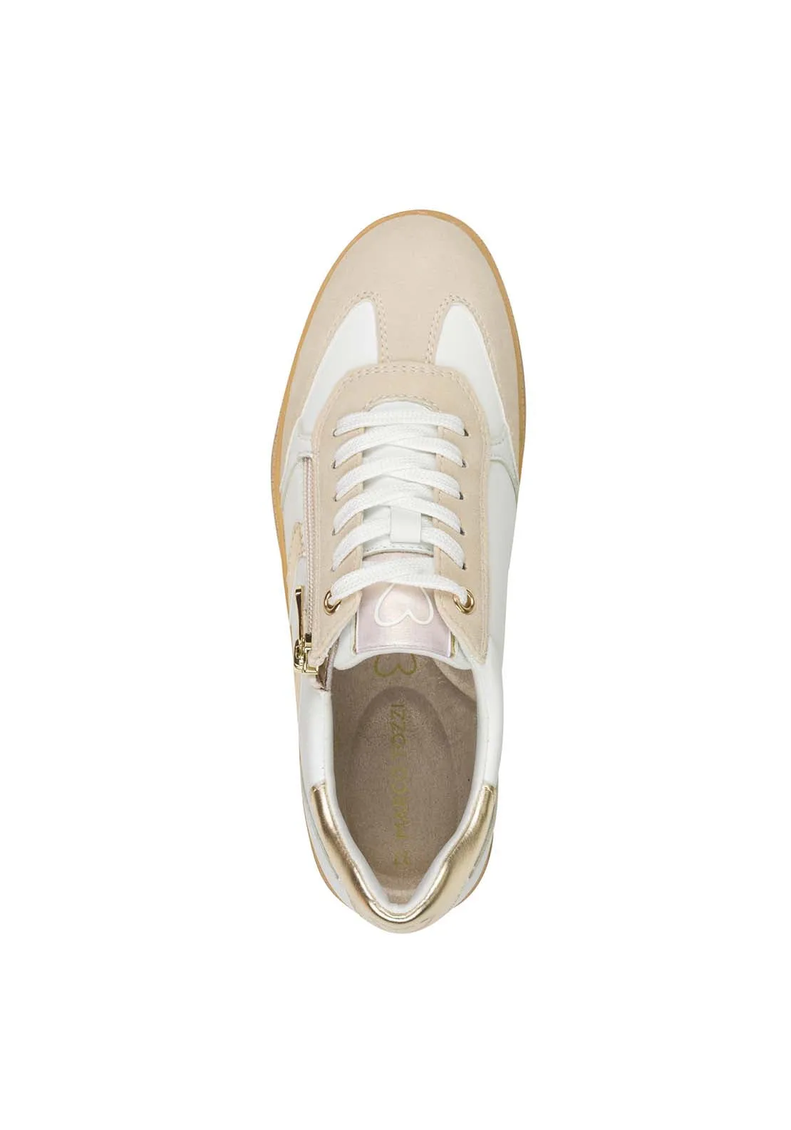 2 Side Stripe  Zip Trainer - White / Gold