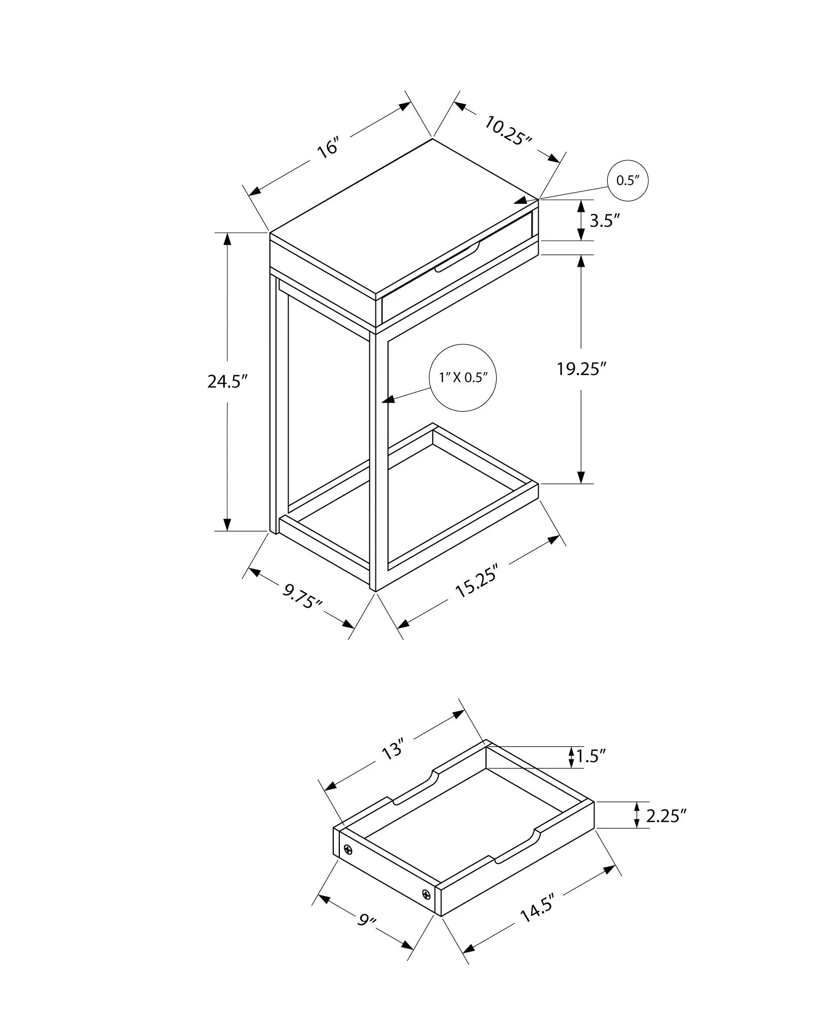 Accent Table - White / White Metal With A Drawer