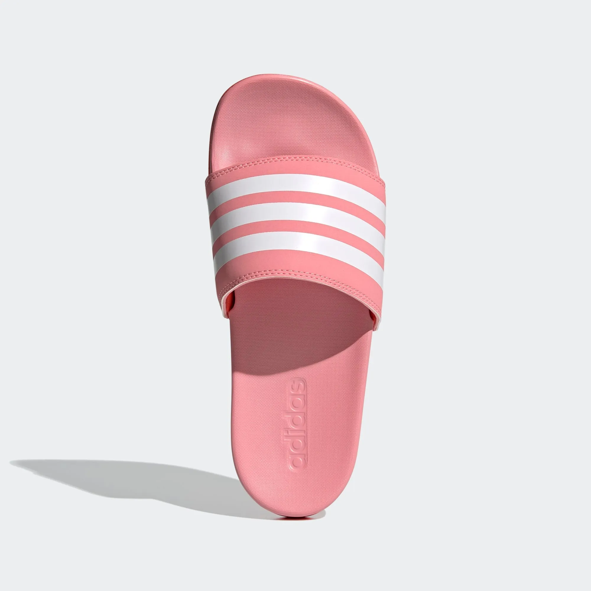 Adidas Adilette Cloudfoam Comfort Stripe Slides (Super Pop/Solar Red)(FY7848)