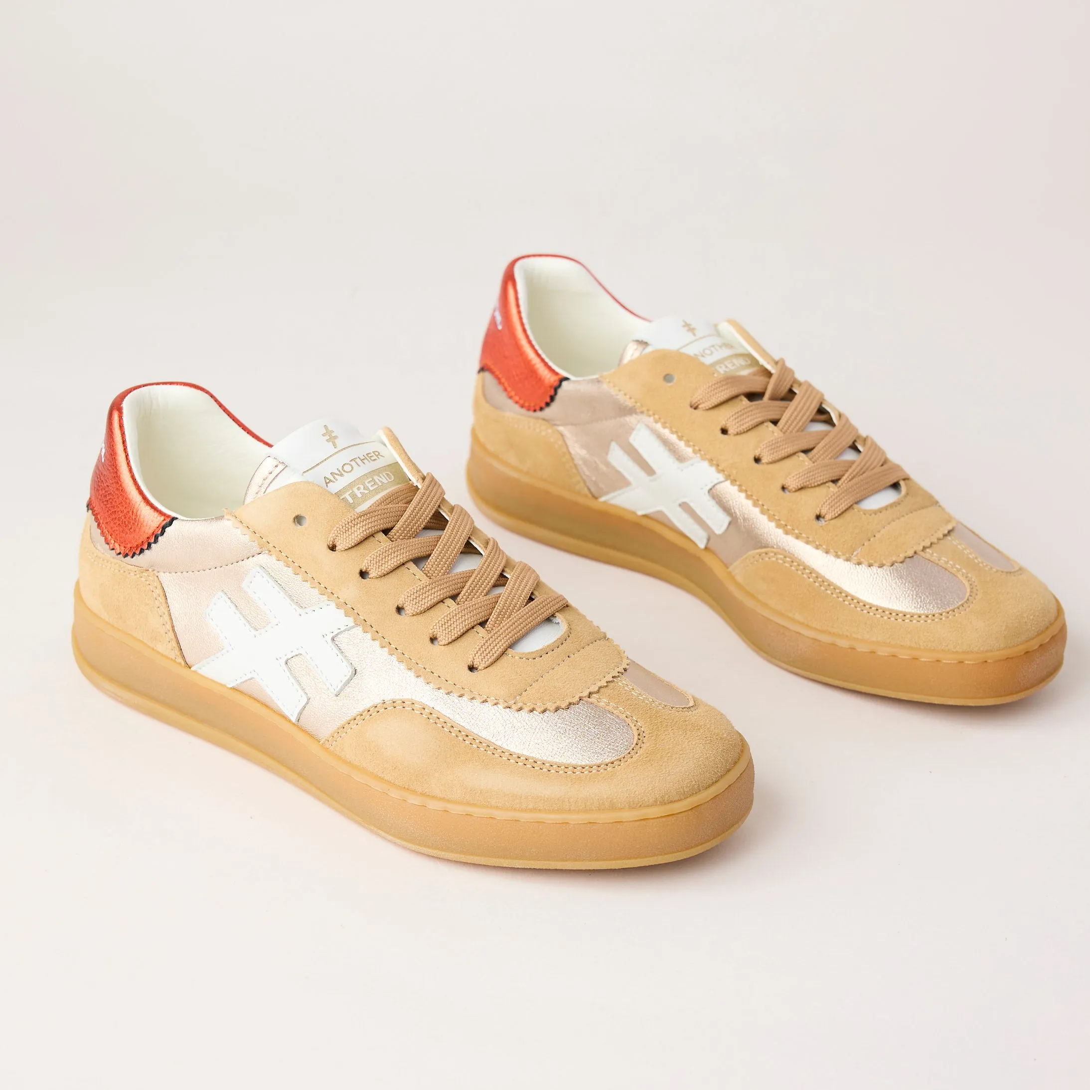 Another Trend Camel Suede Leather Trainers