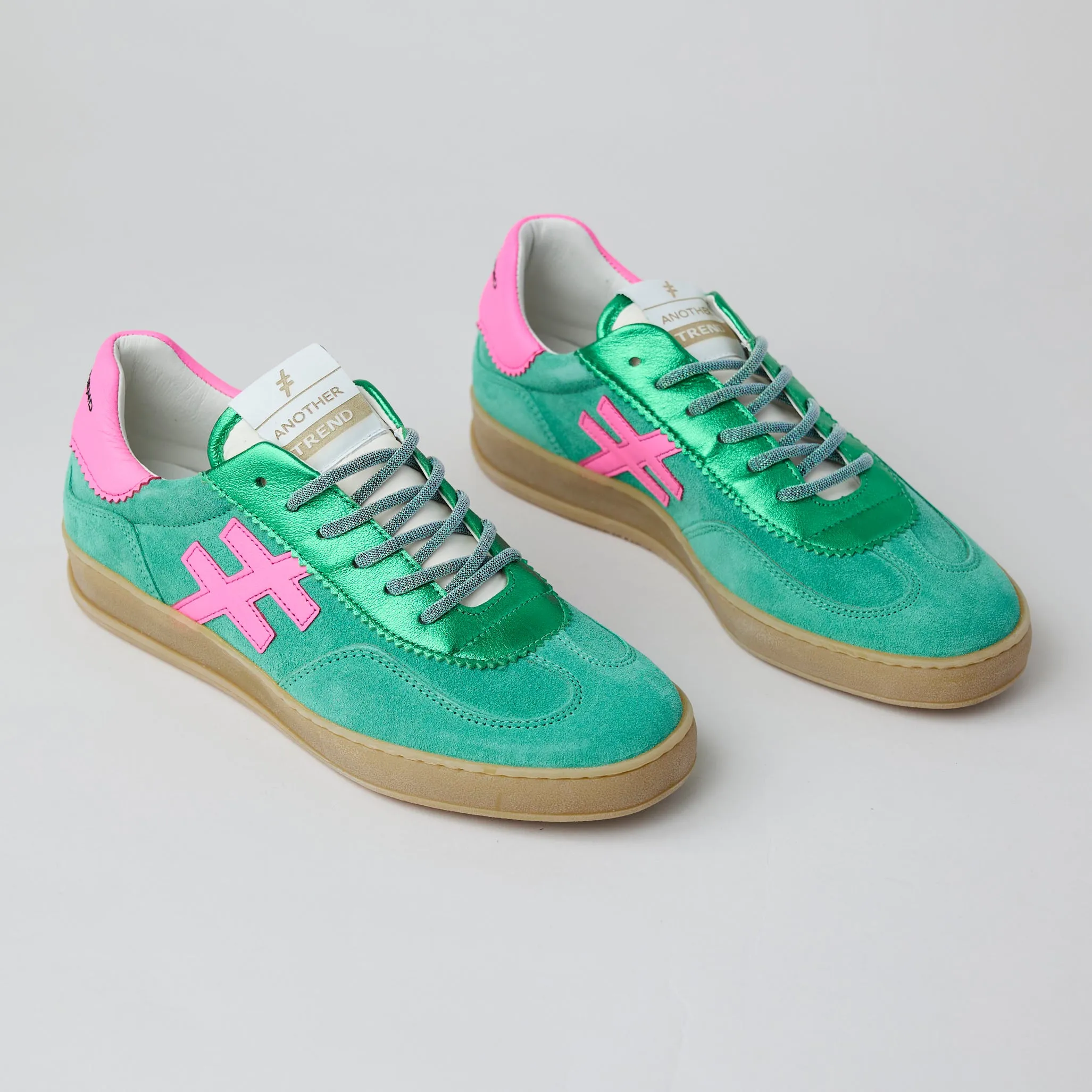 Another Trend Green Suede Leather Trainers