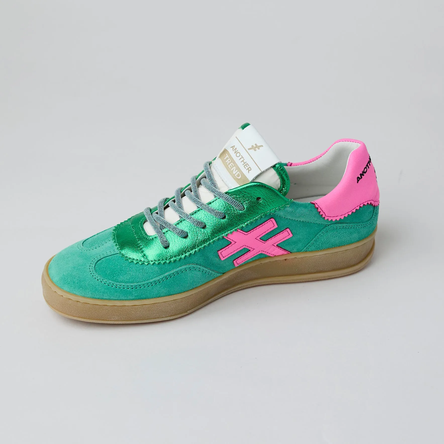 Another Trend Green Suede Leather Trainers