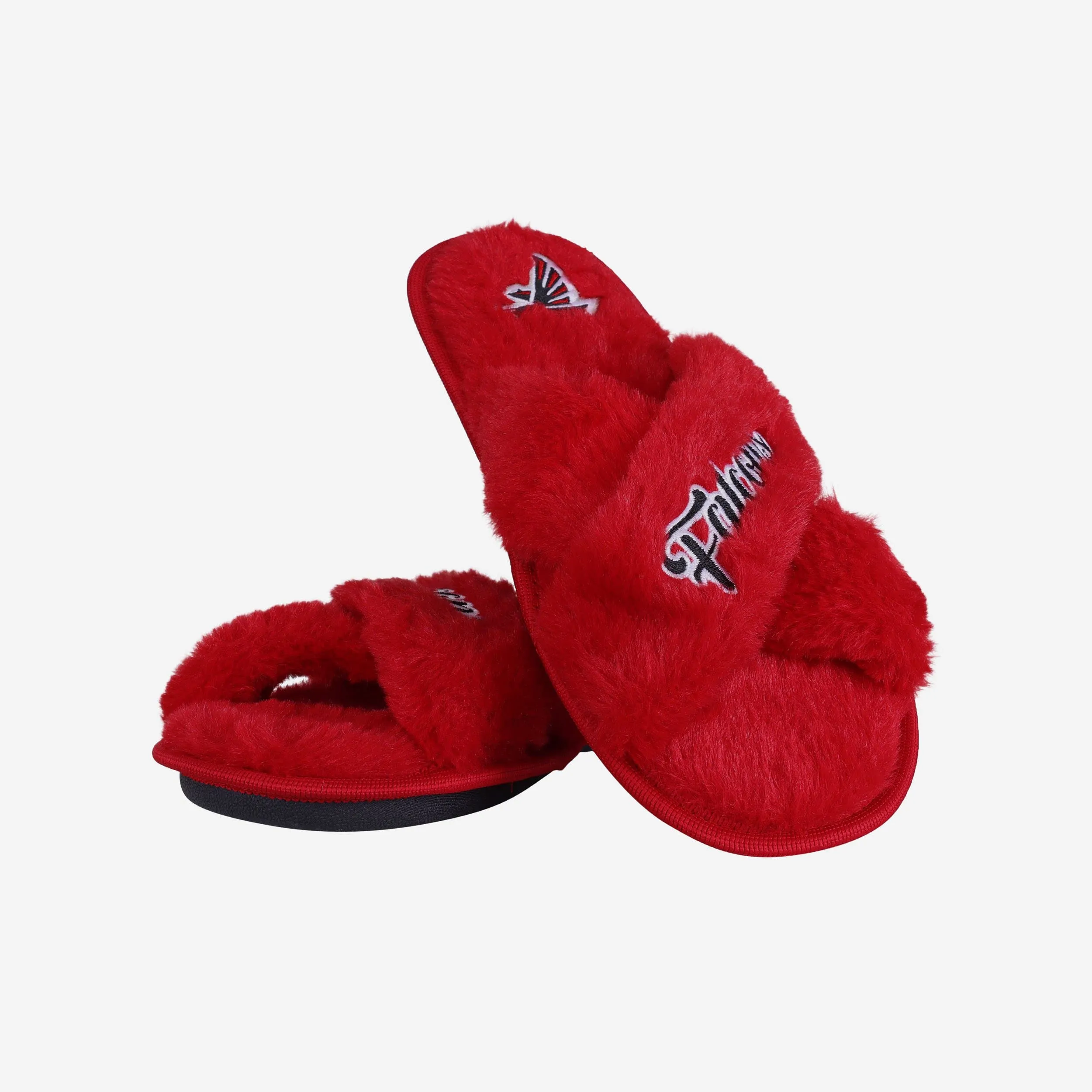 Atlanta Falcons Womens Script Wordmark Fur Cross Slide