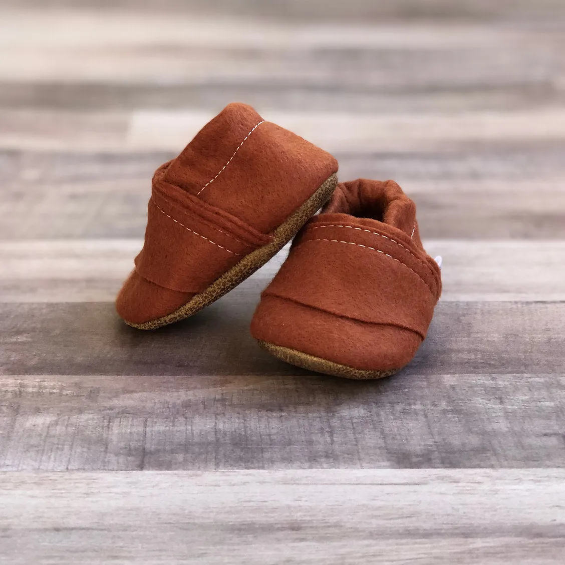 Baby Moccasins - Copper Felt