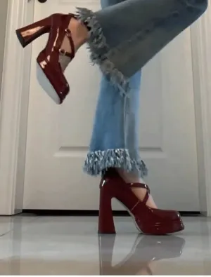 binfenxie 2024 Spring Platform Women's  Mary Jane Shoes Fashion Shallow Square High Heel Ladies Elegant Party Dress Pumps