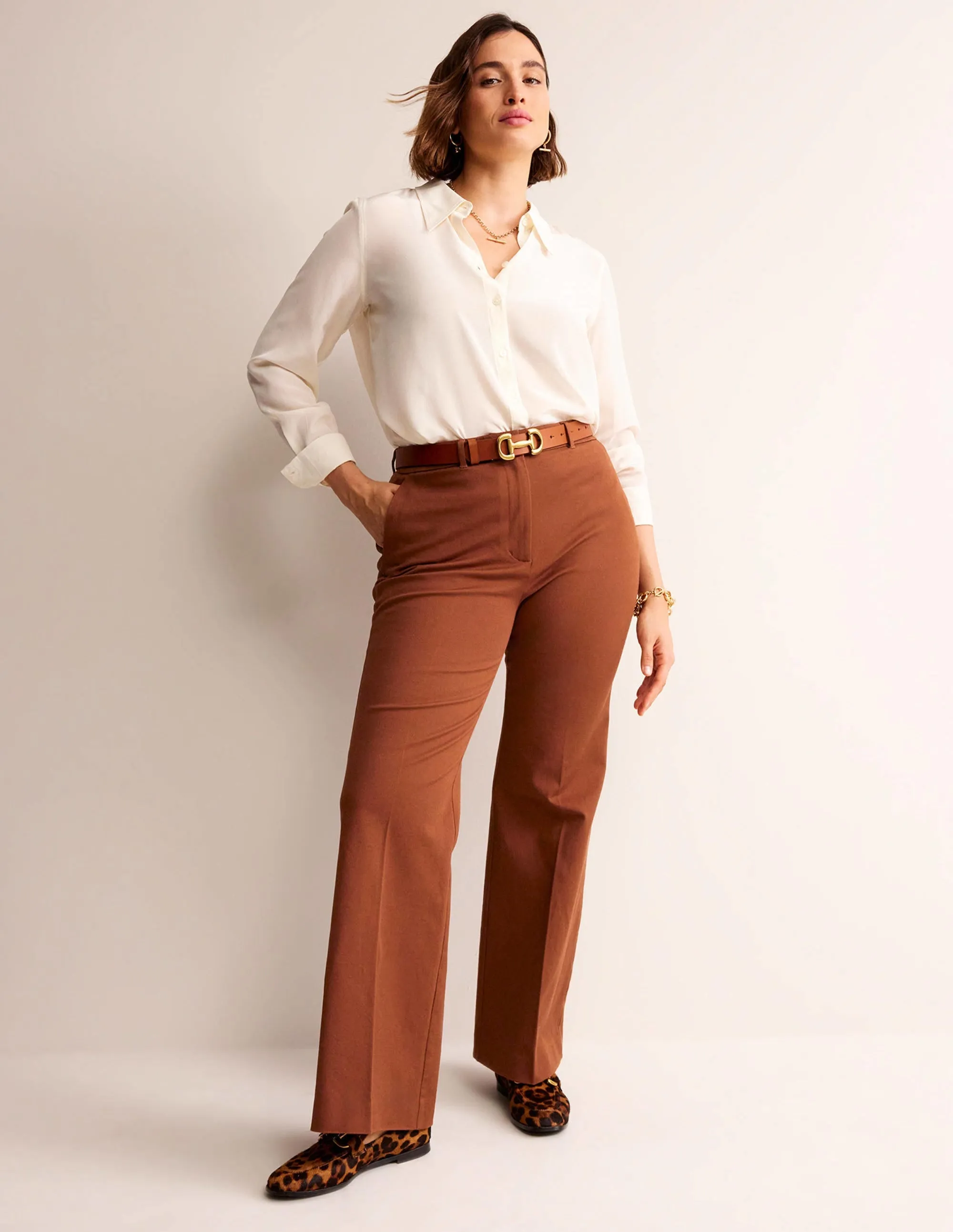 Brompton Bi-stretch Trousers-Cognac