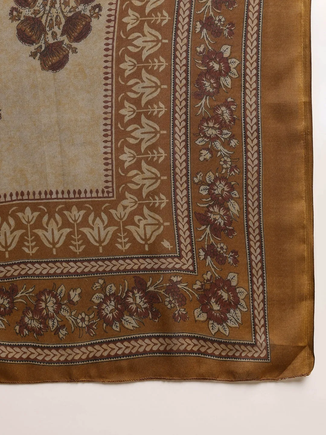 Brown Cotton Blend Ethnic Motifs Printed 3-Piece Kurta Set