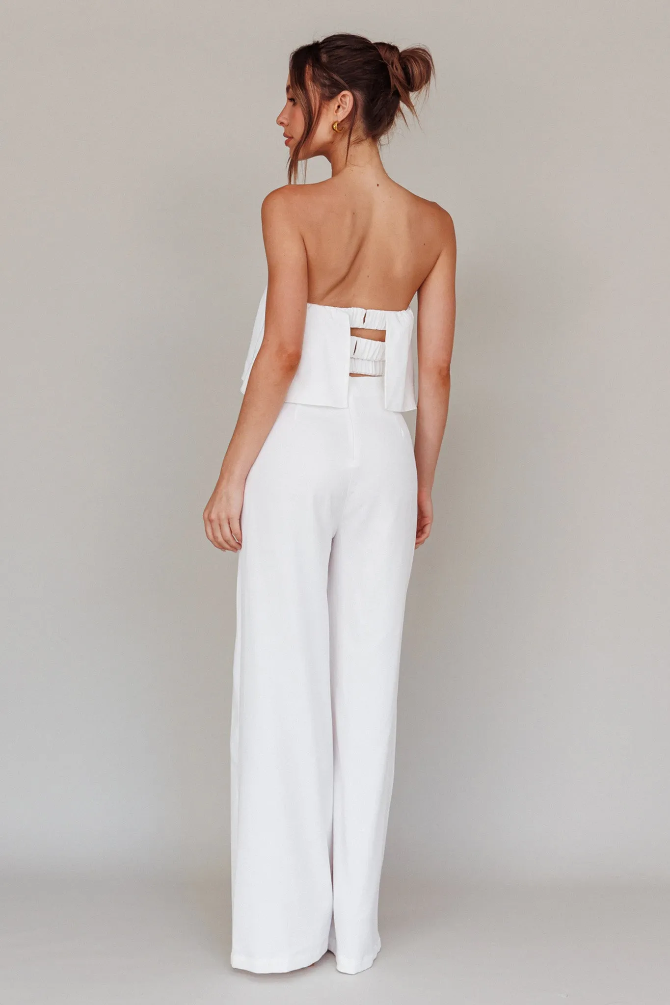 Butterfly Kiss Strapless Jumpsuit Off White