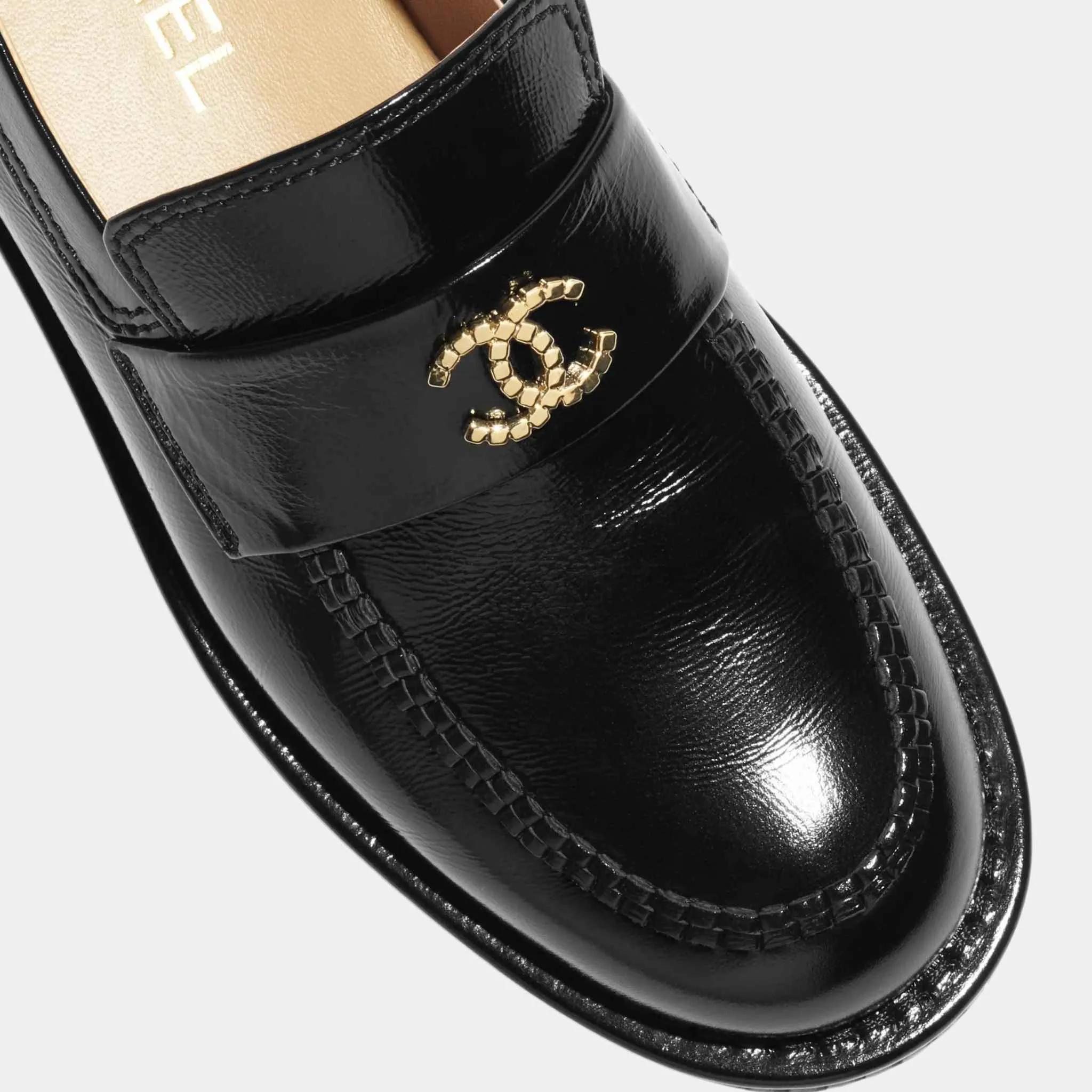 Chanel Moccasins Shiny Crumpled Calfskin  Black