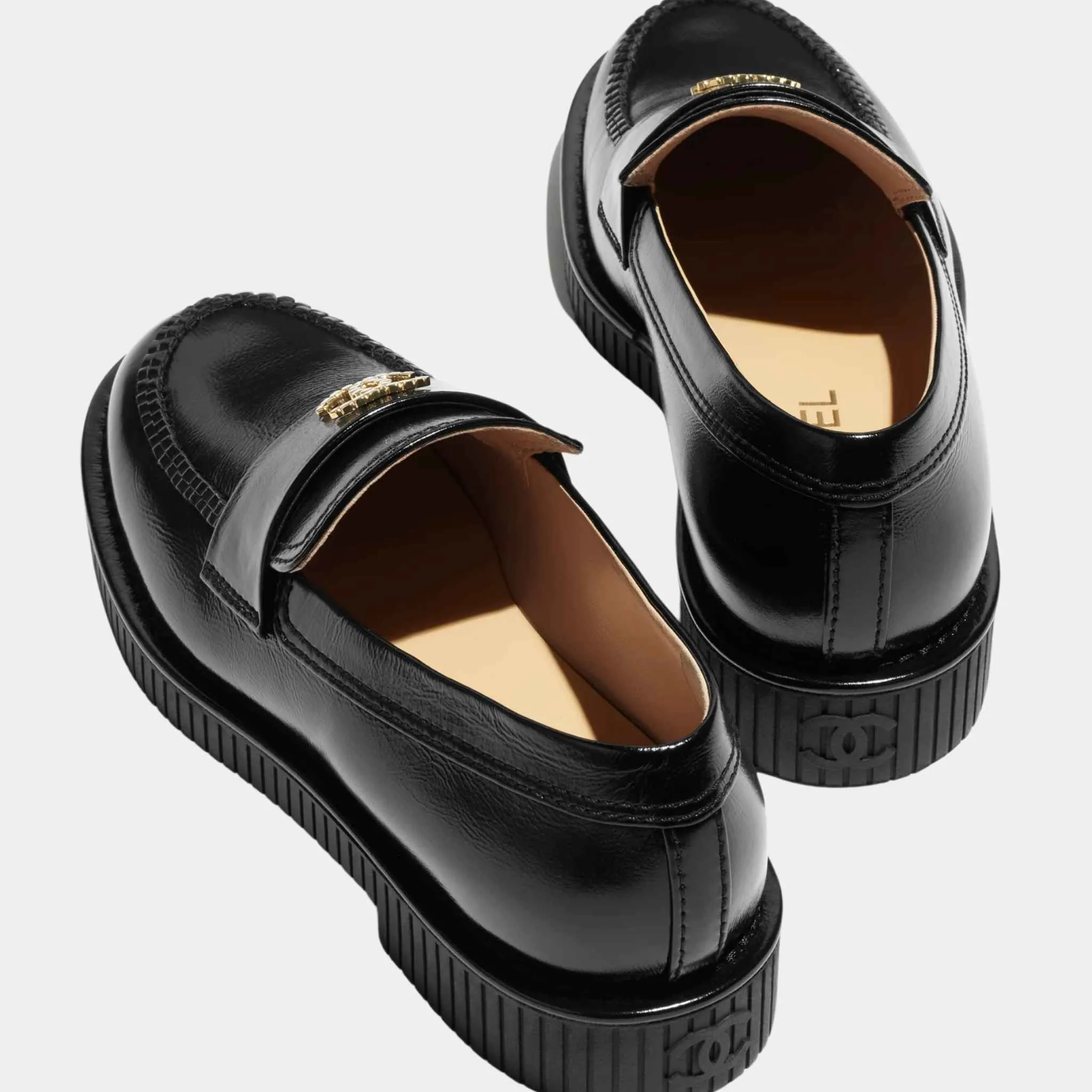 Chanel Moccasins Shiny Crumpled Calfskin  Black