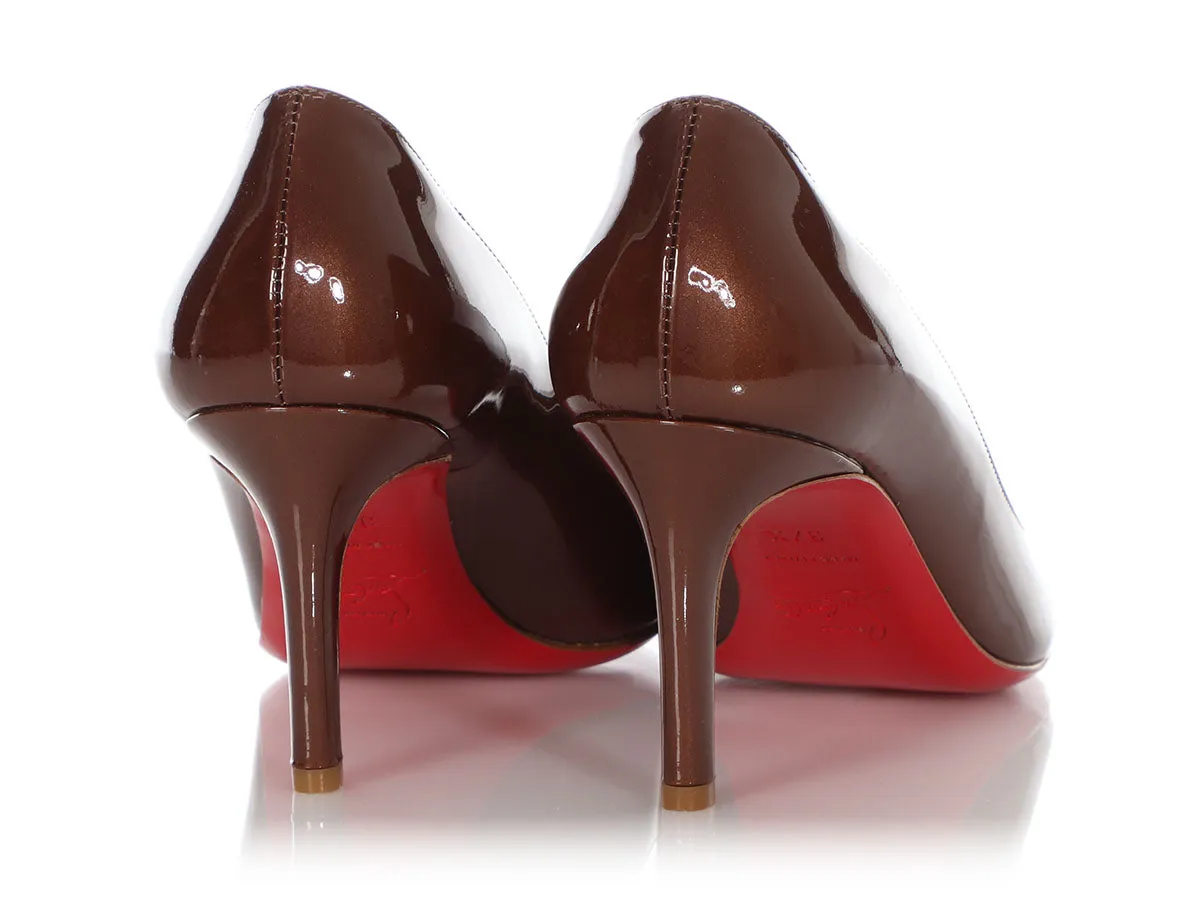 Christian Louboutin Pearl Brown Patent Simple Pumps