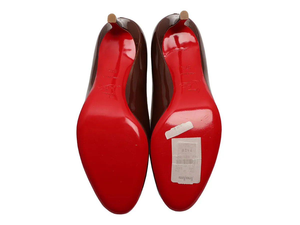 Christian Louboutin Pearl Brown Patent Simple Pumps