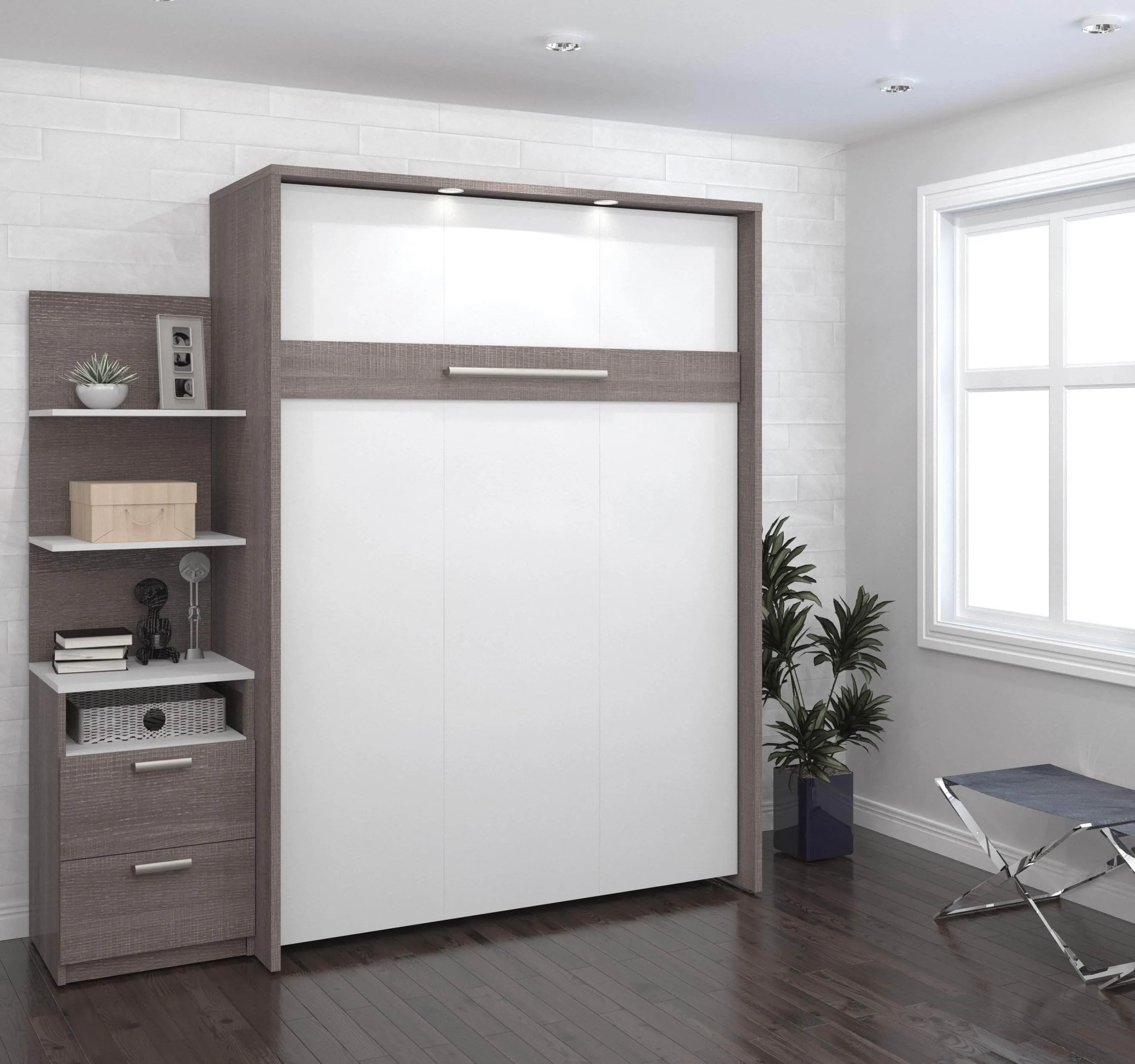 Cielo Full Murphy Wall Bed with Storage Cabinet (79W) - Available in 2 Colours