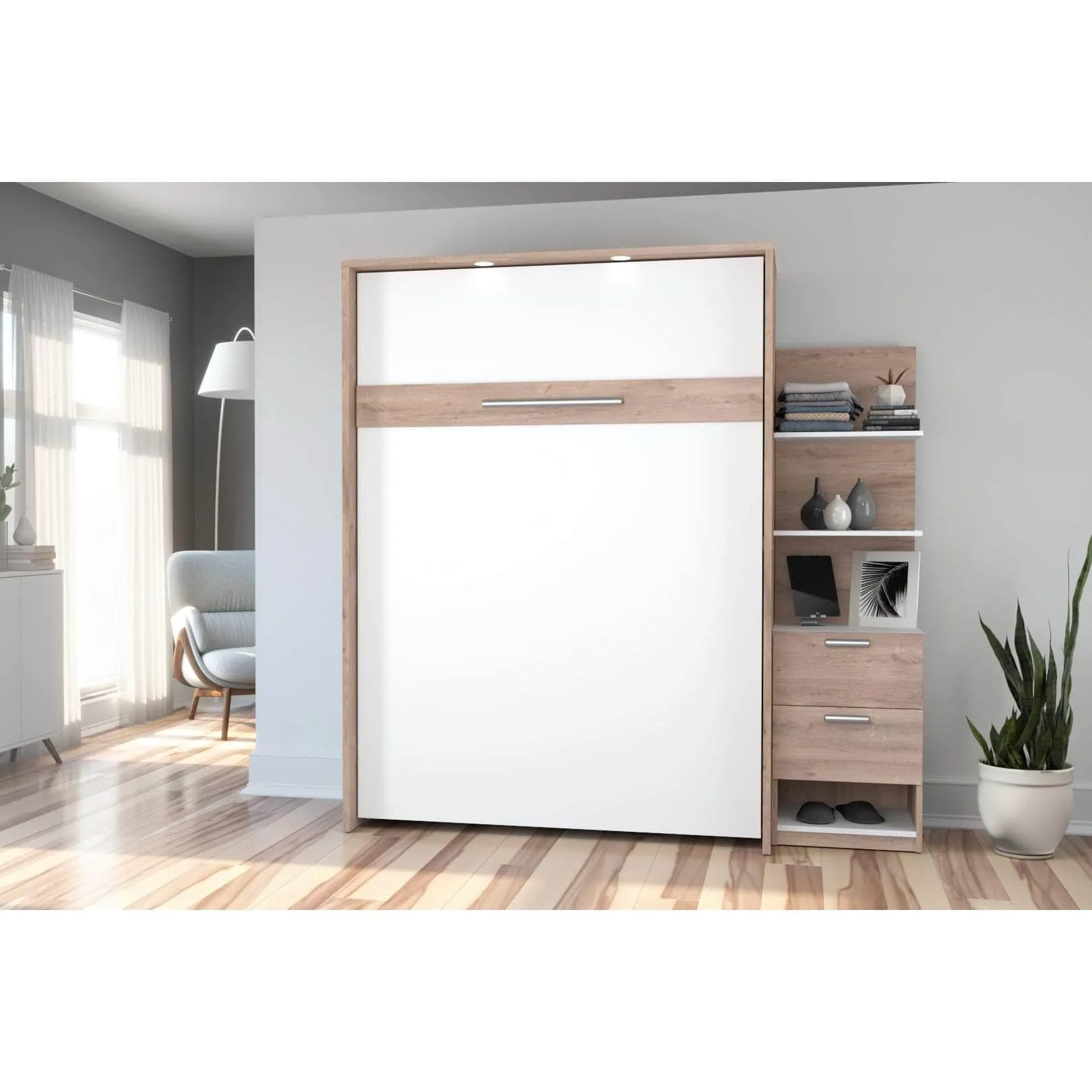 Cielo Full Murphy Wall Bed with Storage Cabinet (79W) - Available in 2 Colours
