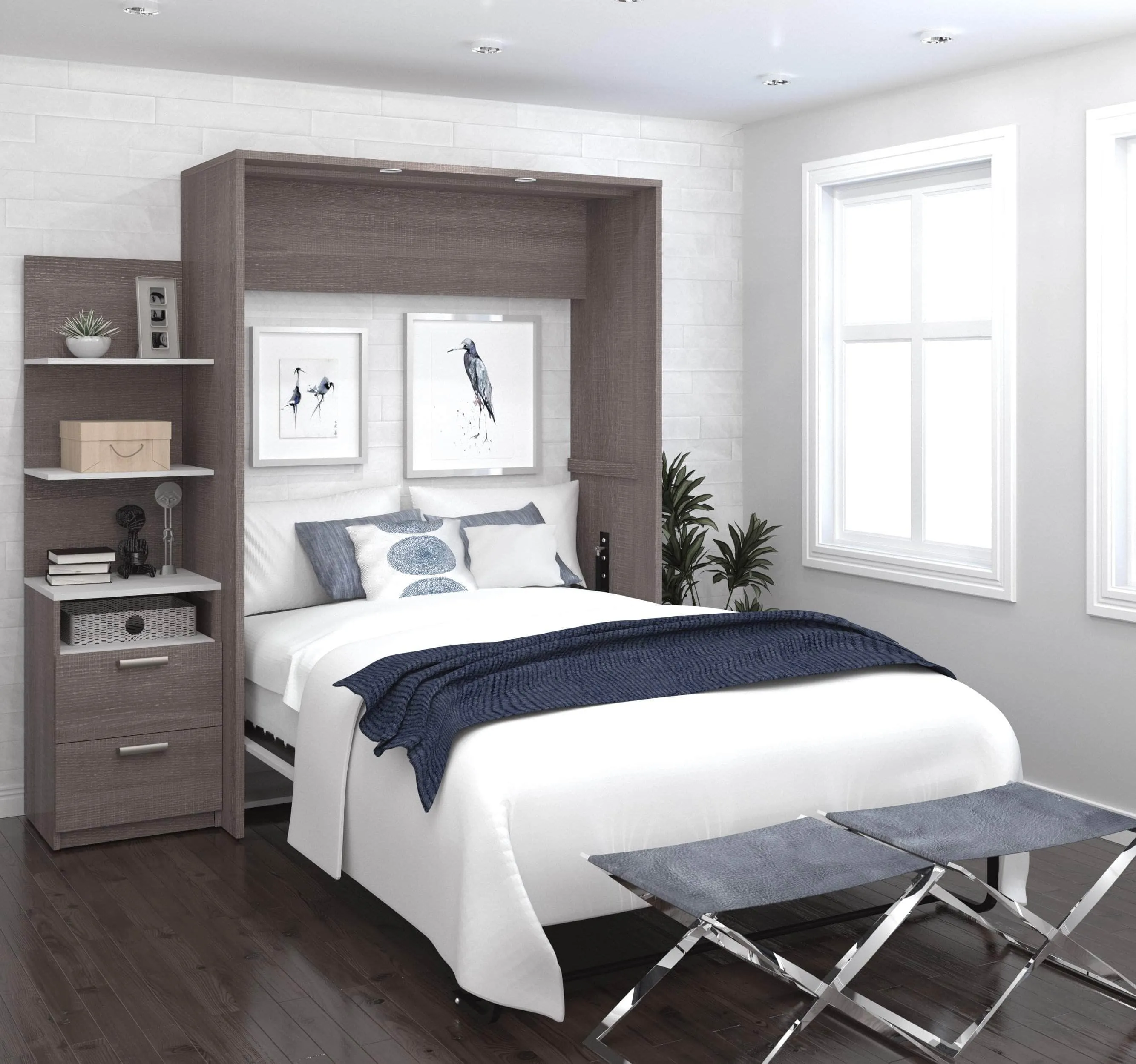 Cielo Full Murphy Wall Bed with Storage Cabinet (79W) - Available in 2 Colours