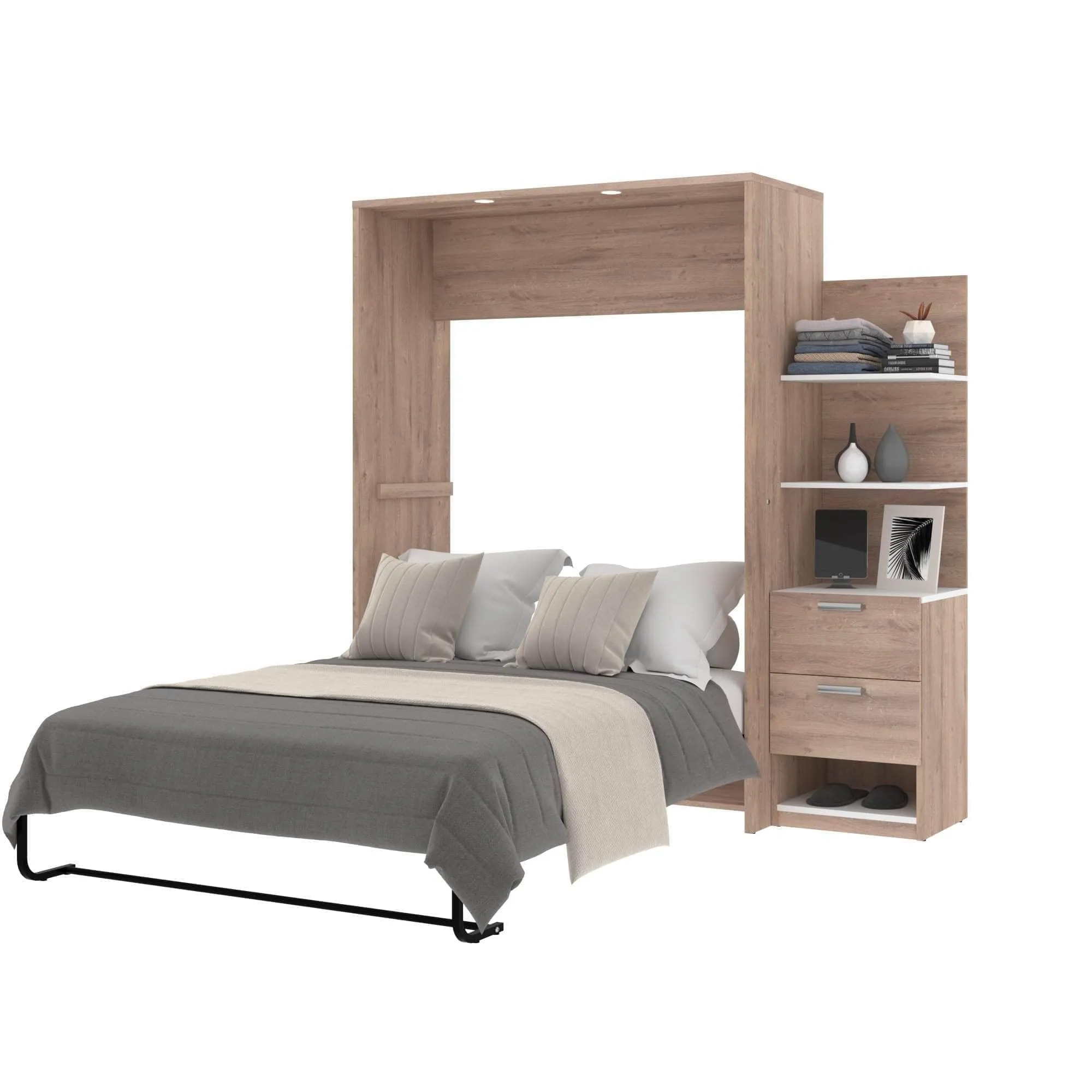 Cielo Full Murphy Wall Bed with Storage Cabinet (79W) - Available in 2 Colours