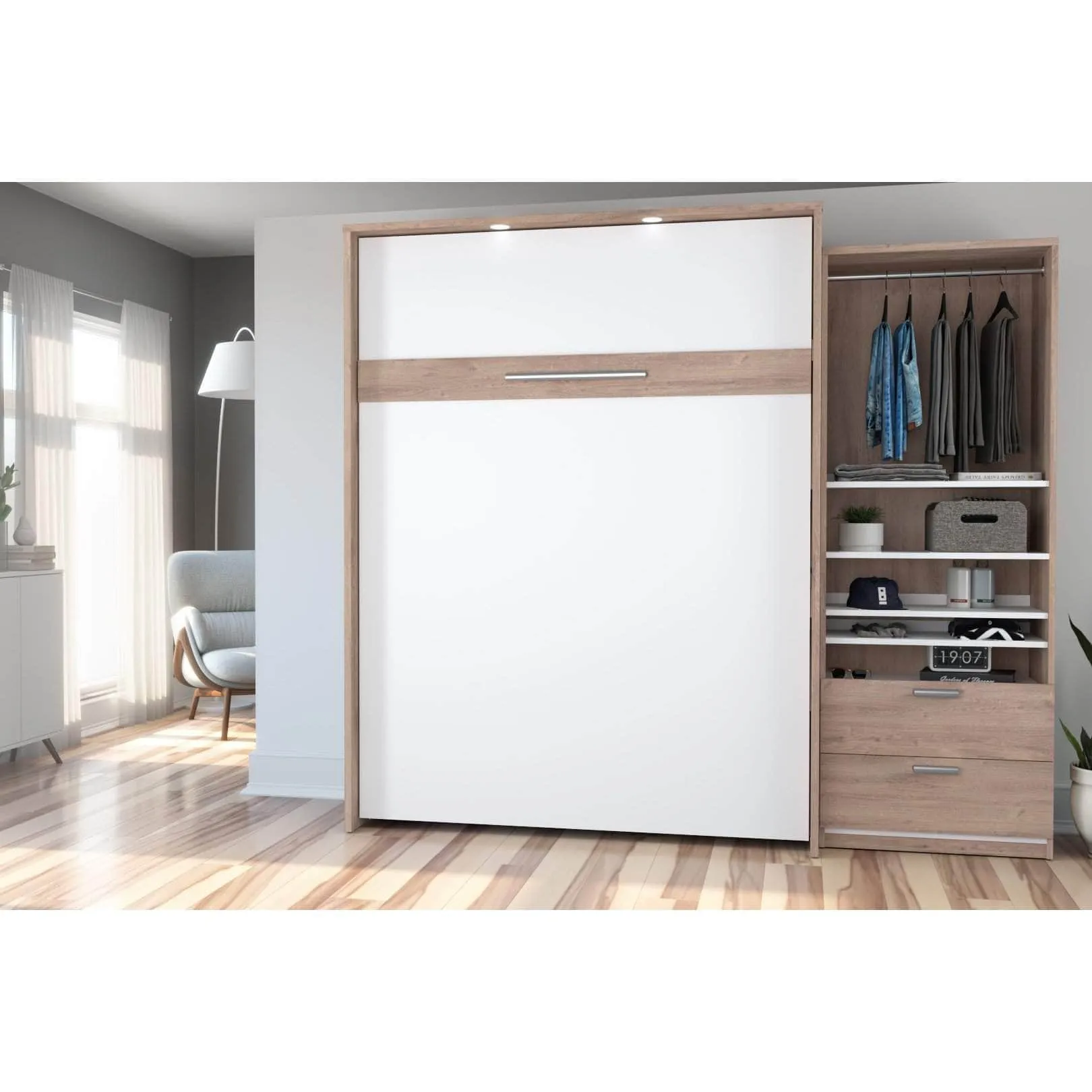 Cielo Queen Murphy Wall Bed and Storage Cabinet (95W) - Available in 2 Colours