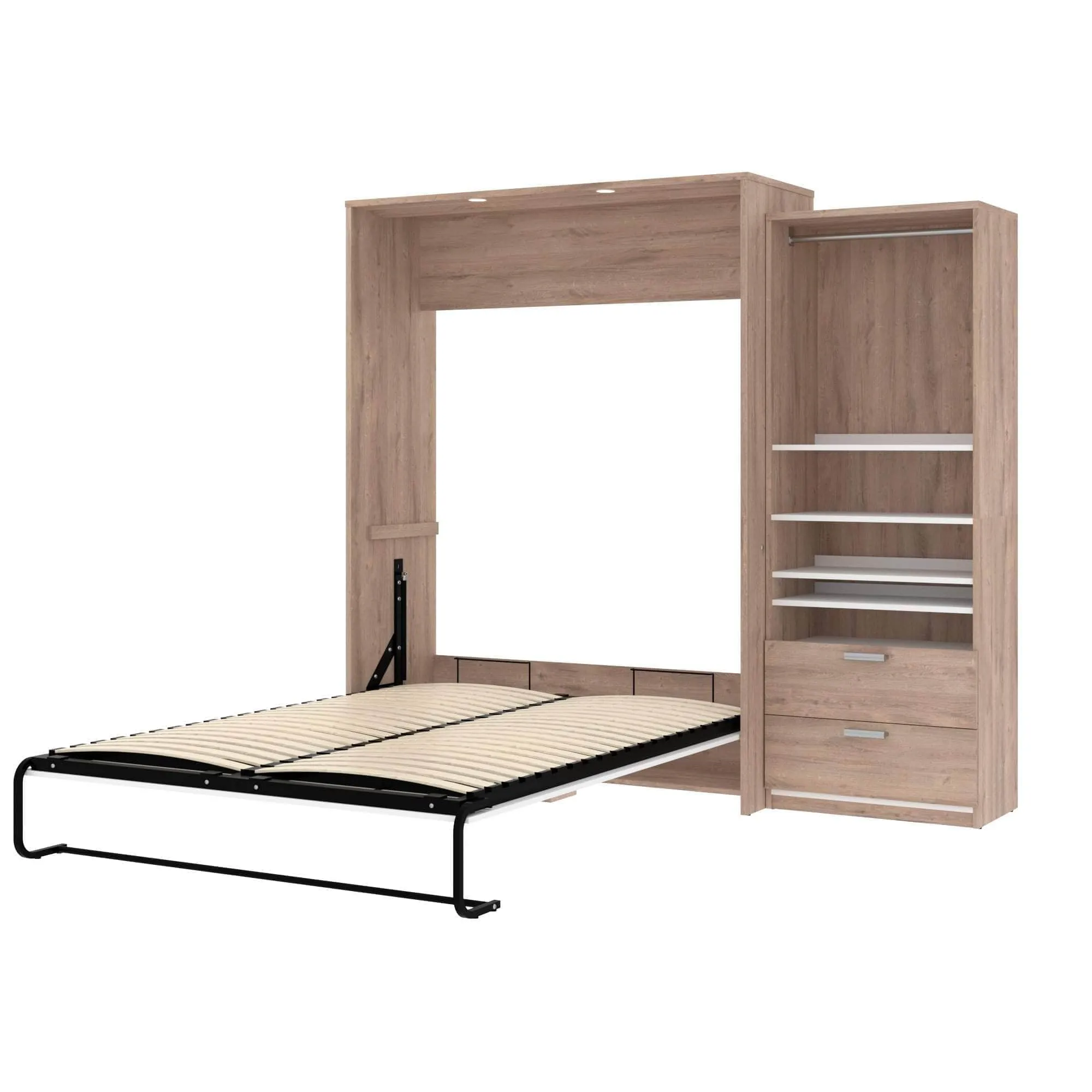 Cielo Queen Murphy Wall Bed and Storage Cabinet (95W) - Available in 2 Colours