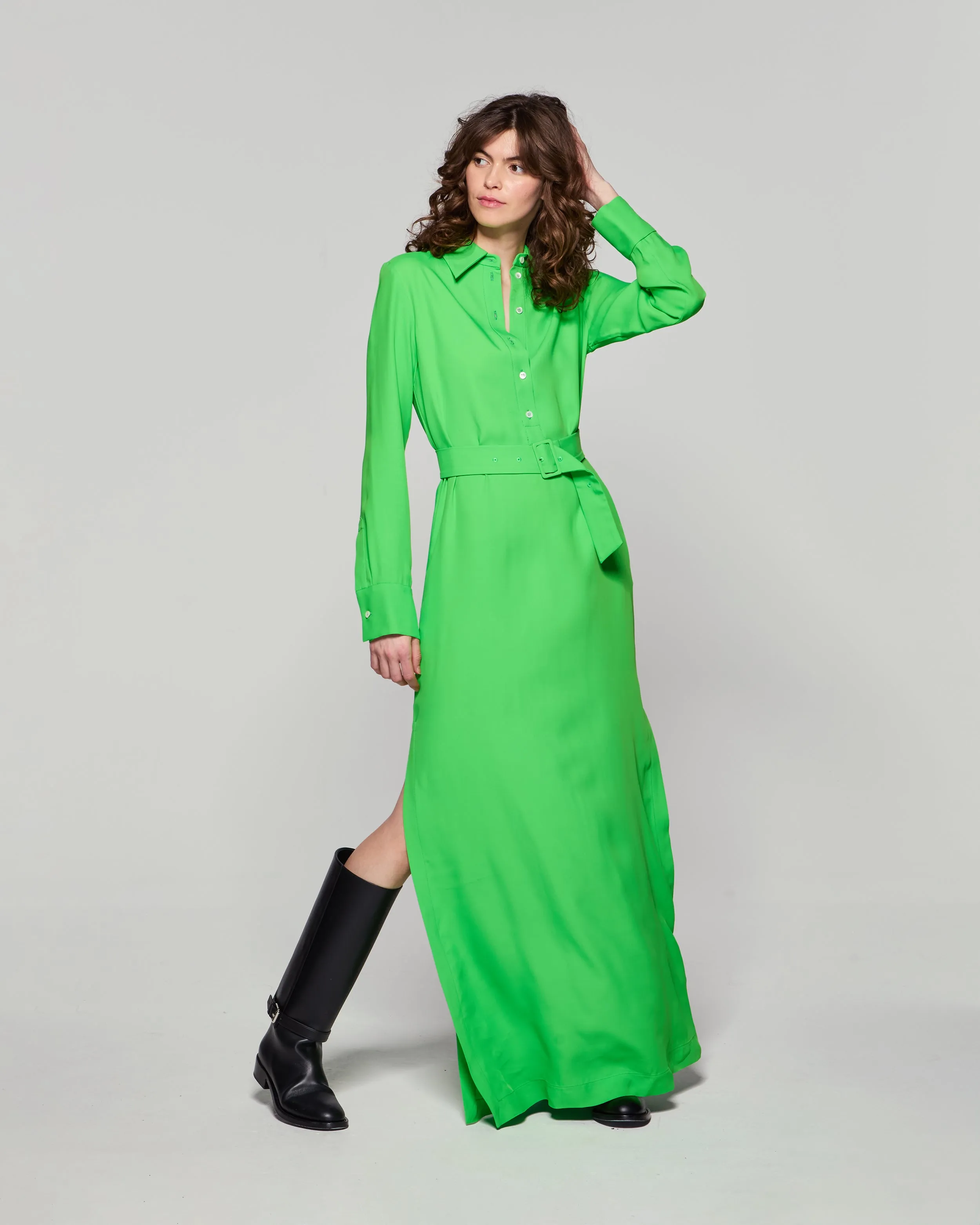 Classic Shirt Dress - Bright Green