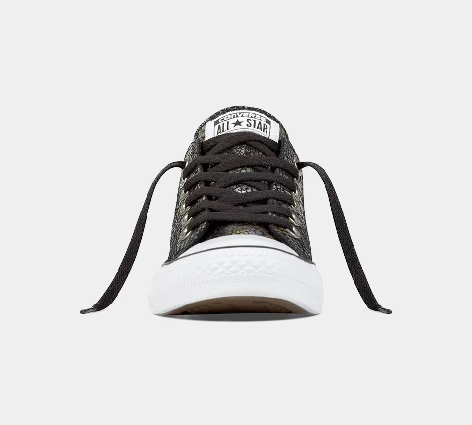 CONVERSE CTAS OX 557981C SNAKE SKIN BLK/BLK/WHT LEATHER TRAINERS