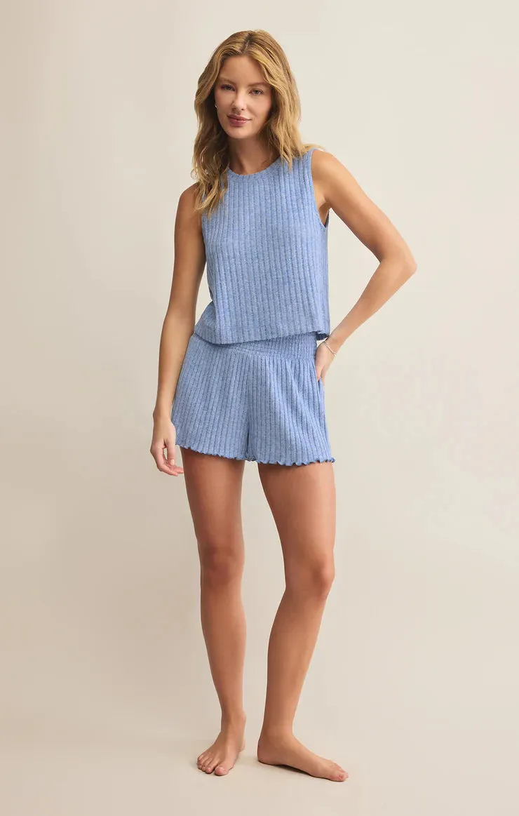 Dawn Smocked Rib Short in Riviera