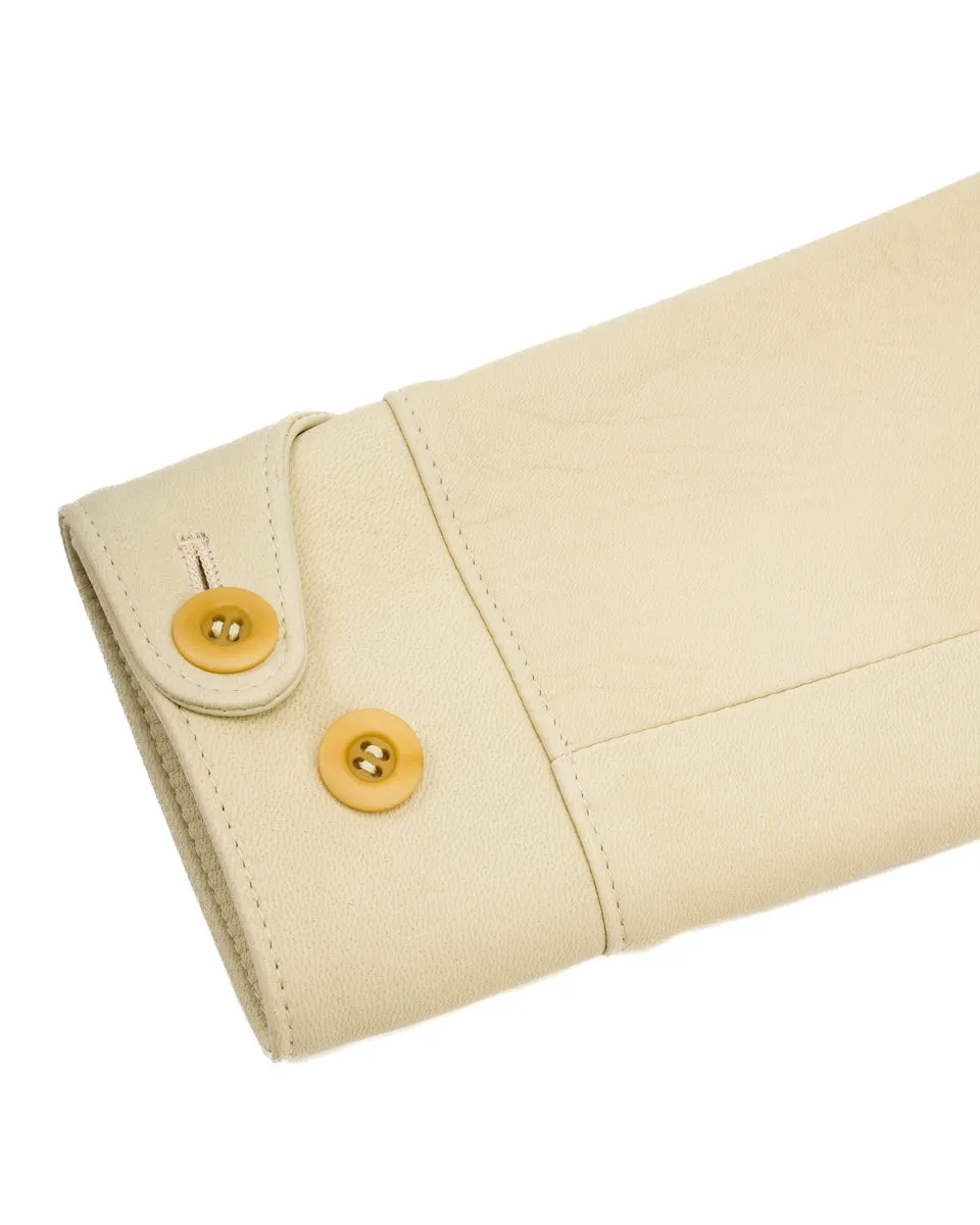Deerskin Rounded Hem Car Coat (DC-76-C Spring Edition) - Cream