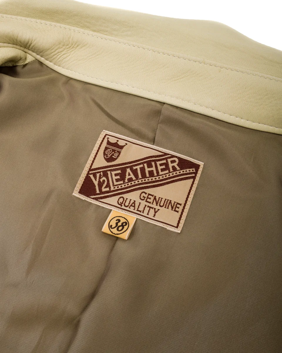 Deerskin Rounded Hem Car Coat (DC-76-C Spring Edition) - Cream