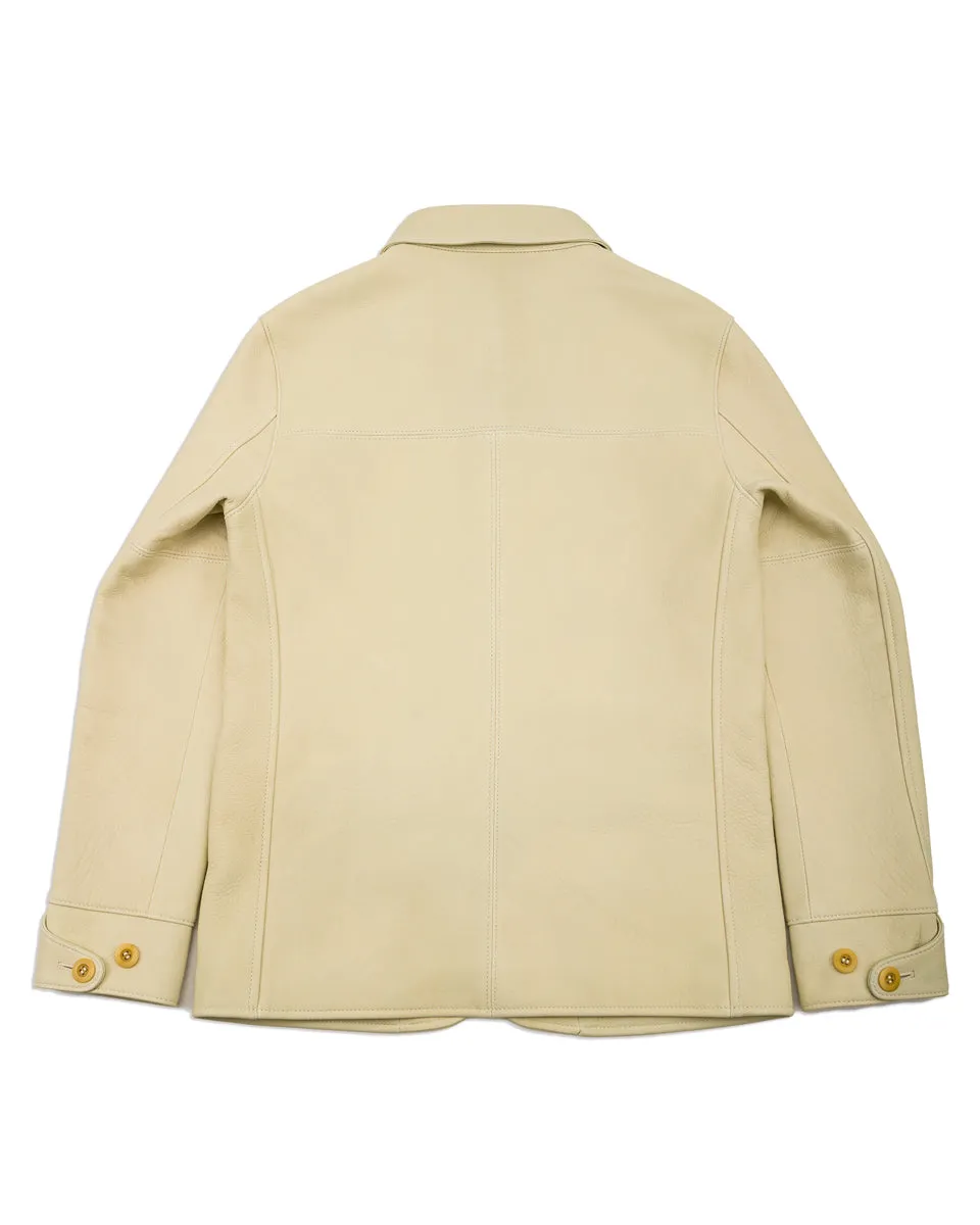 Deerskin Rounded Hem Car Coat (DC-76-C Spring Edition) - Cream
