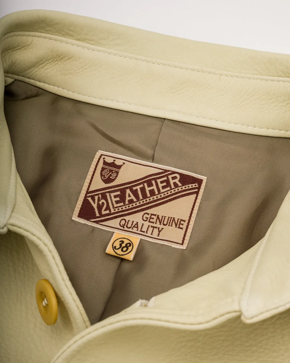 Deerskin Rounded Hem Car Coat (DC-76-C Spring Edition) - Cream