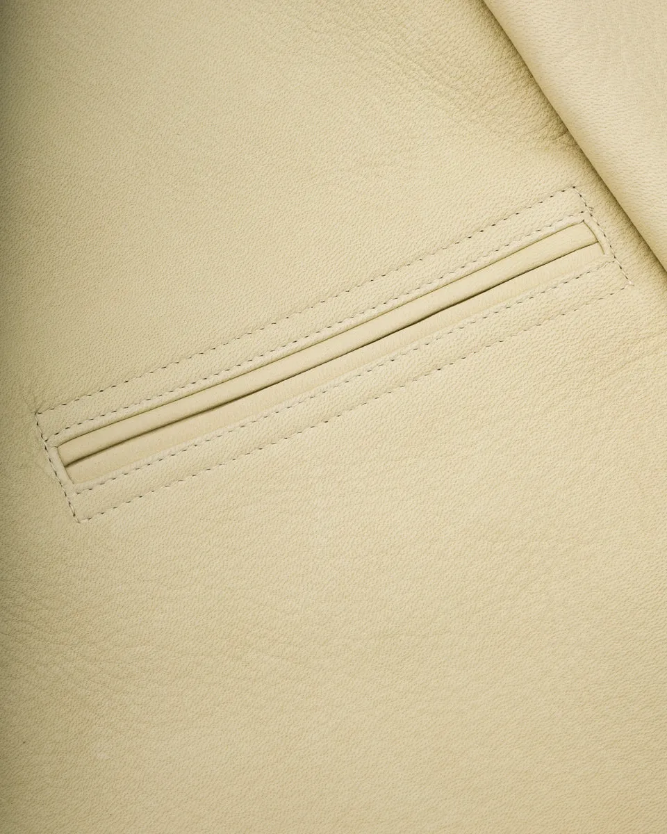 Deerskin Rounded Hem Car Coat (DC-76-C Spring Edition) - Cream