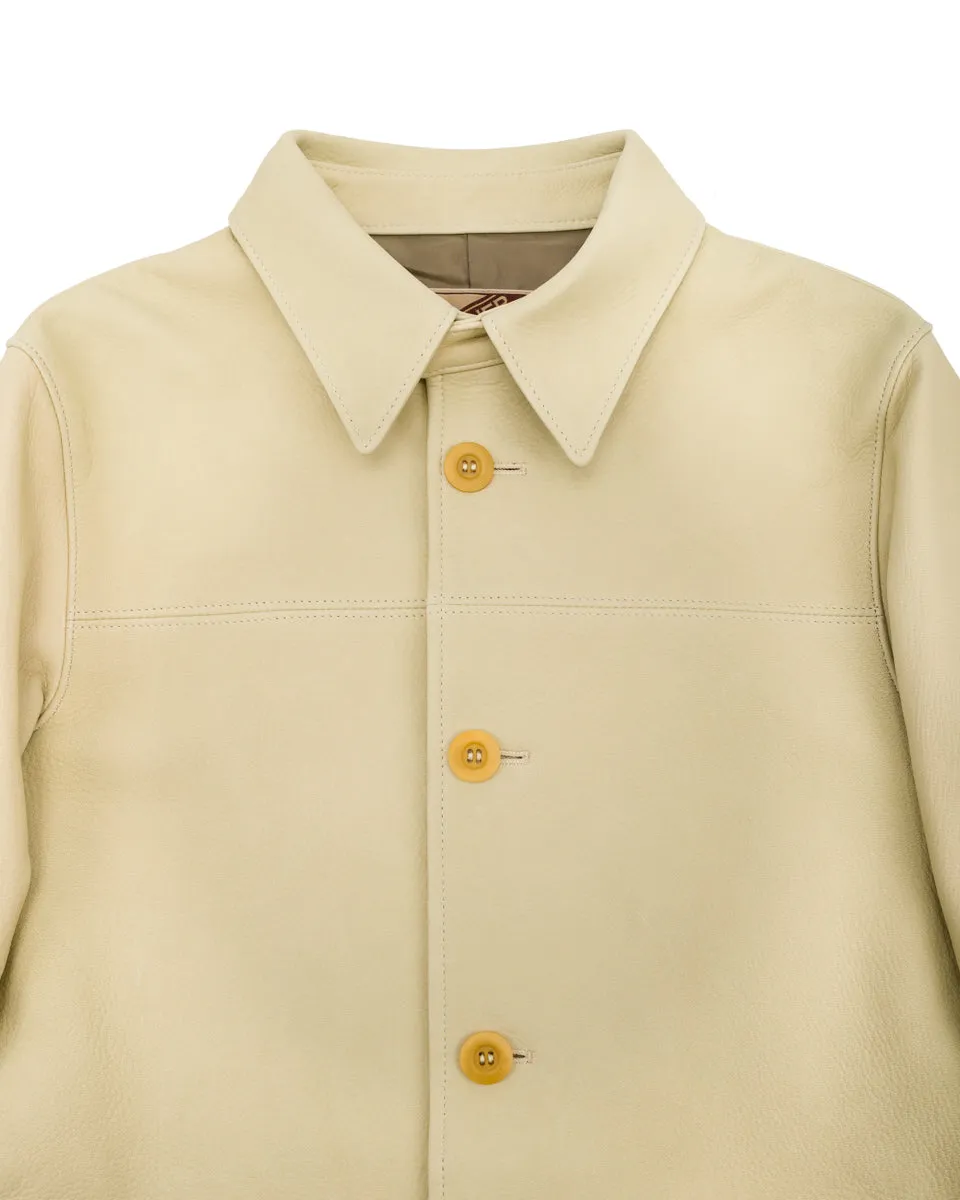 Deerskin Rounded Hem Car Coat (DC-76-C Spring Edition) - Cream