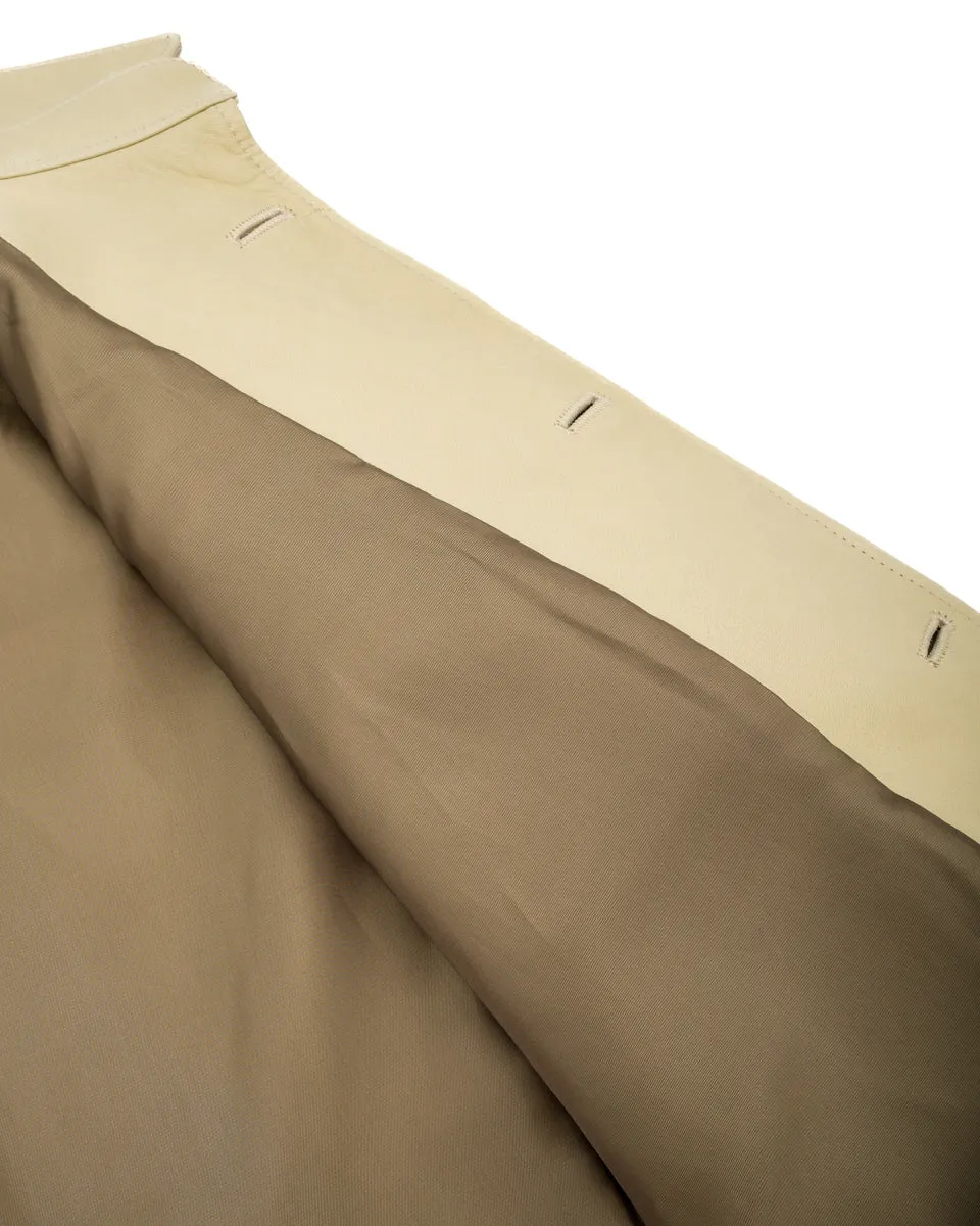 Deerskin Rounded Hem Car Coat (DC-76-C Spring Edition) - Cream