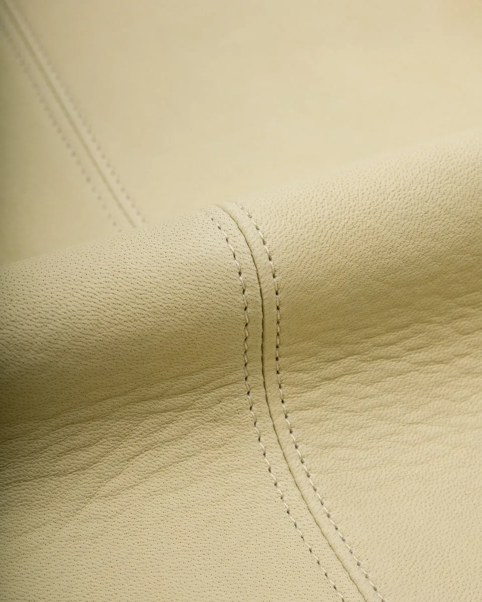 Deerskin Rounded Hem Car Coat (DC-76-C Spring Edition) - Cream