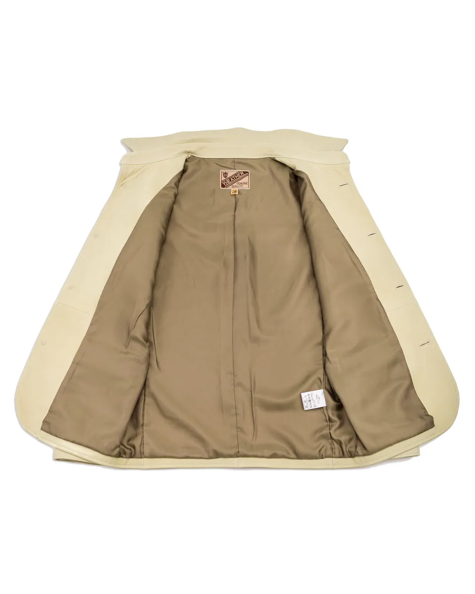 Deerskin Rounded Hem Car Coat (DC-76-C Spring Edition) - Cream