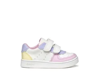 Geox Eclyper B555MA Girls White Yellow Multi Velcro Sneakers