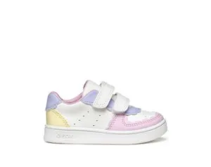 Geox Eclyper B555MA Girls White Yellow Multi Velcro Sneakers