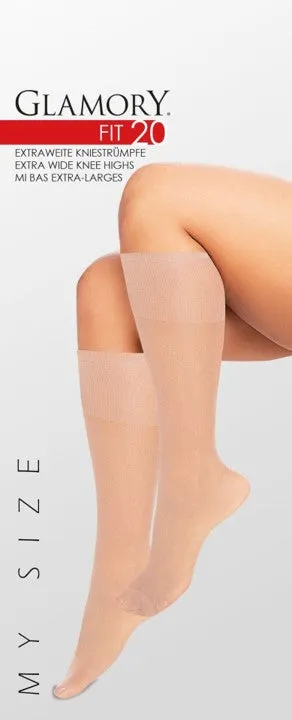 Glamory Curvy Plus Size FIT 20 Knee High Stockings (Extra Wide) 50142