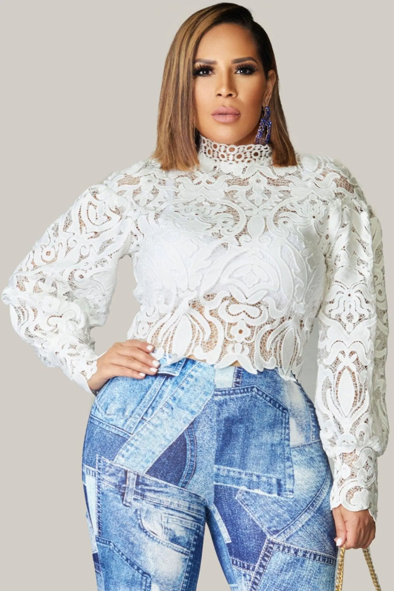 Grace Sophisticated Boutique Crochet Lace Blouse