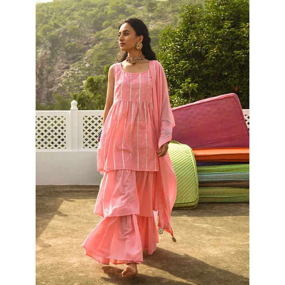 Gulaal Kirik Pink Kurta-Sharara (Set of 3)