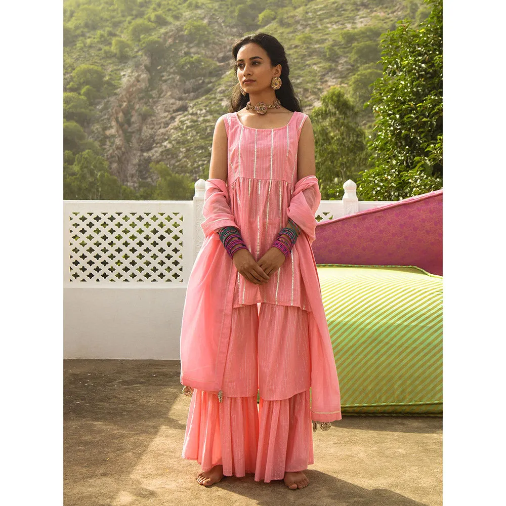 Gulaal Kirik Pink Kurta-Sharara (Set of 3)
