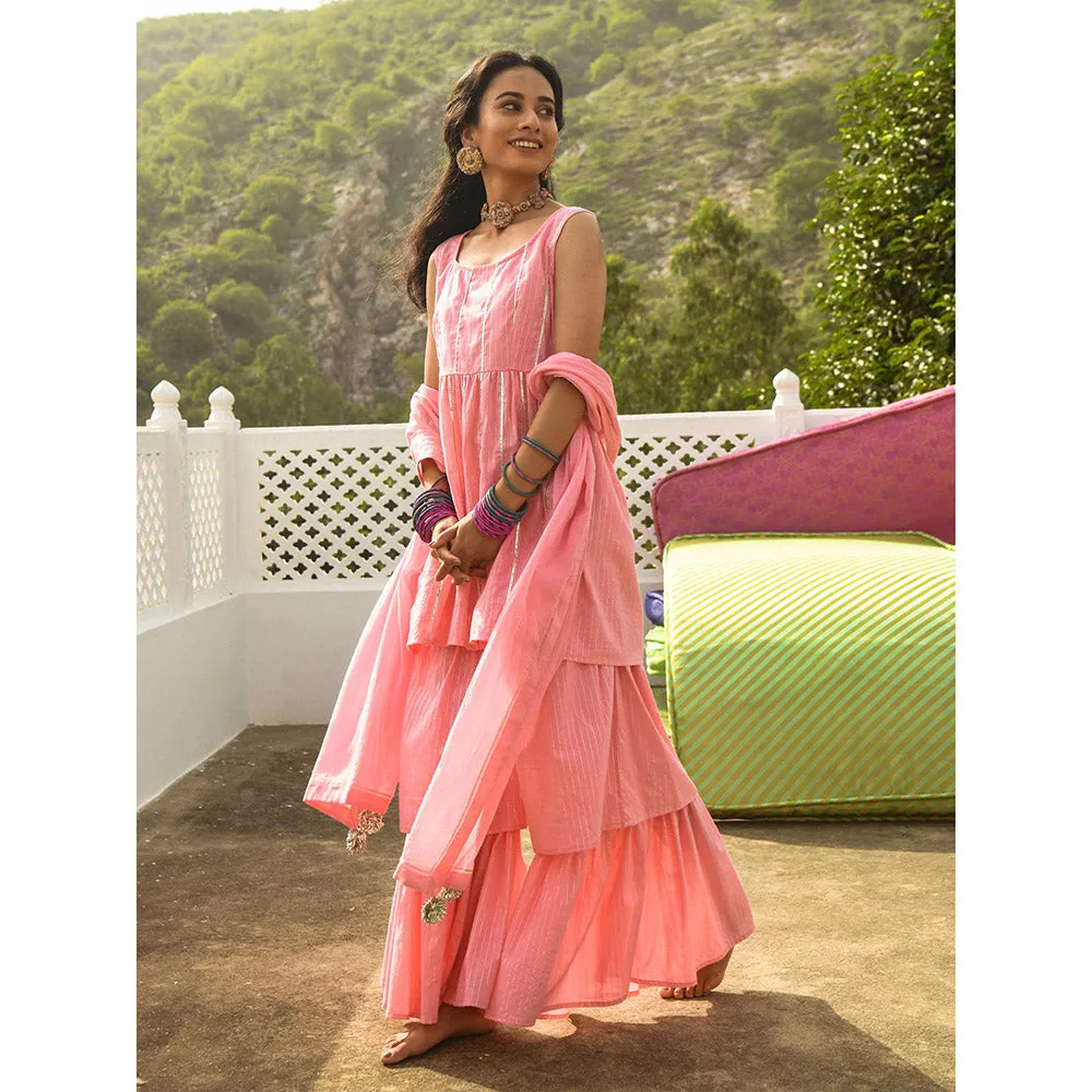Gulaal Kirik Pink Kurta-Sharara (Set of 3)