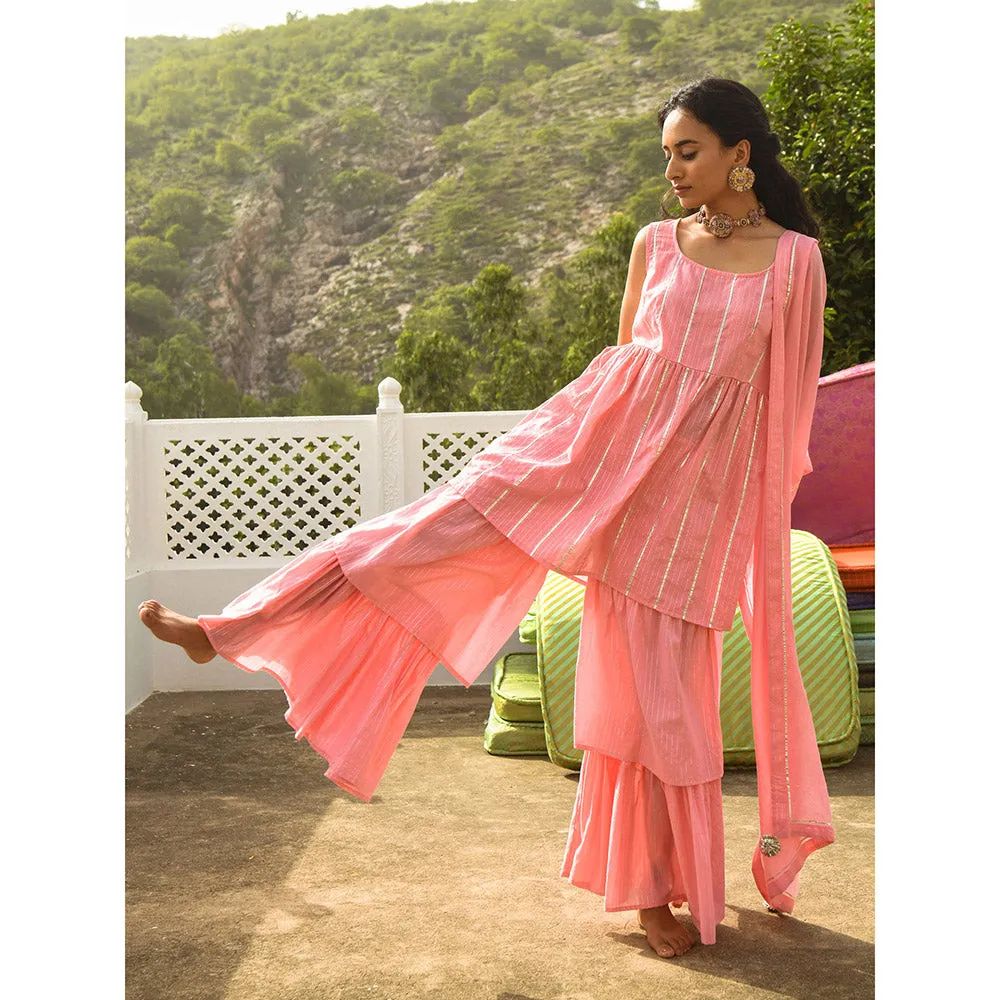 Gulaal Kirik Pink Kurta-Sharara (Set of 3)