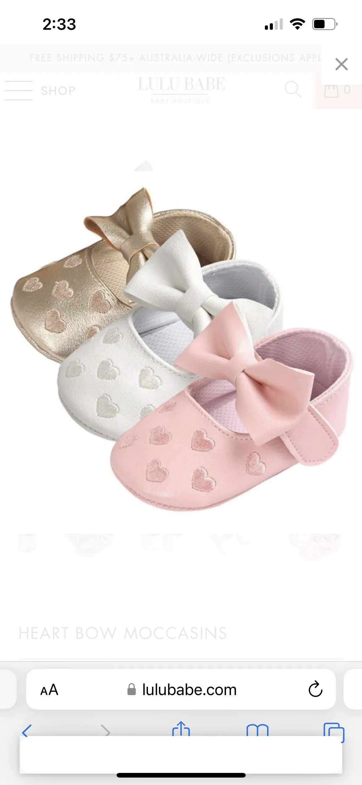 HEART BOW MOCCASINS - WHITE