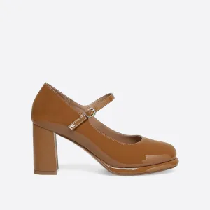 Joskaa  Women Elegant Round Toe Heeled Pumps Mary Janes