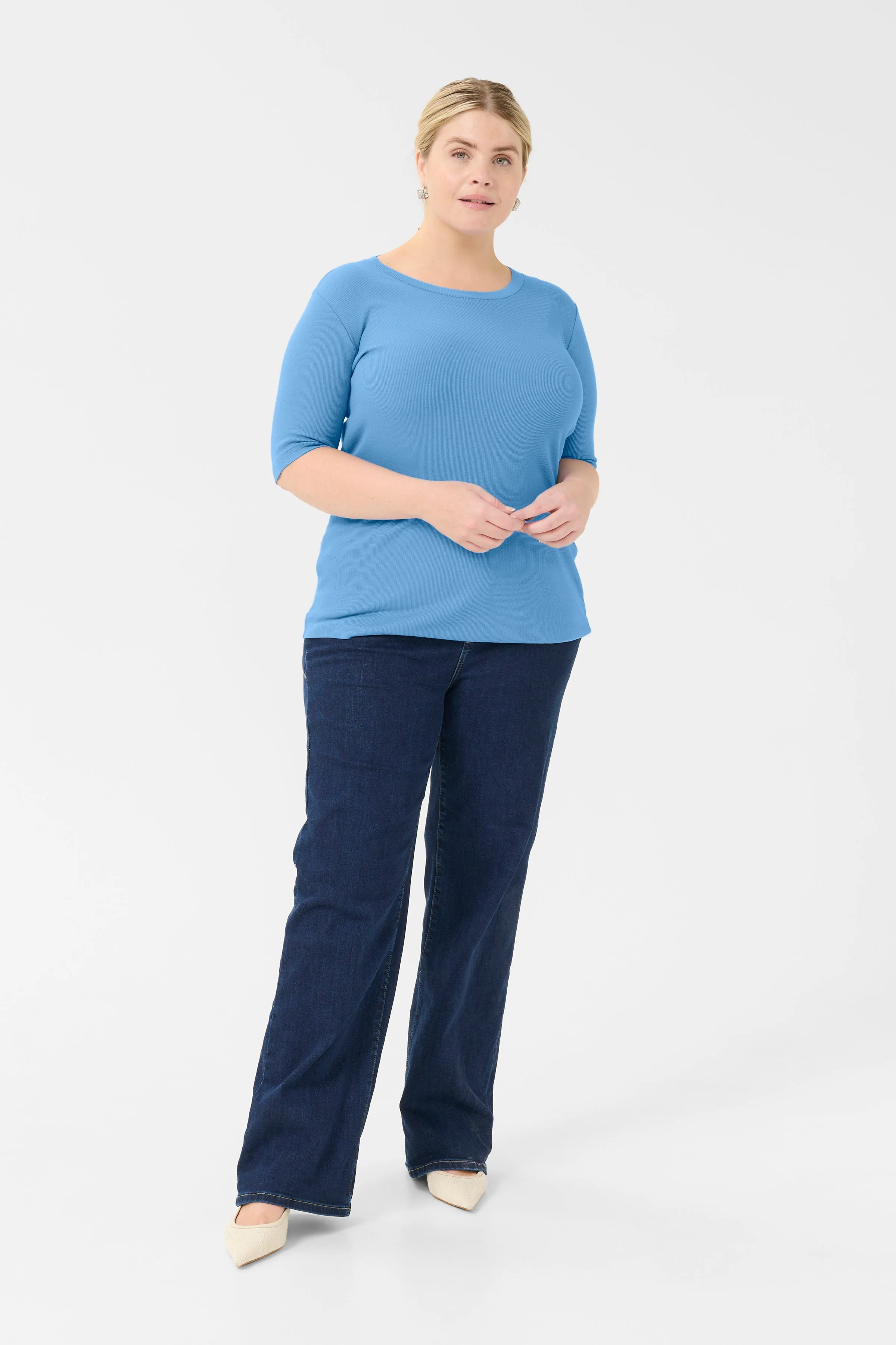 Kaffe Curve Carina T-Shirt in Blue