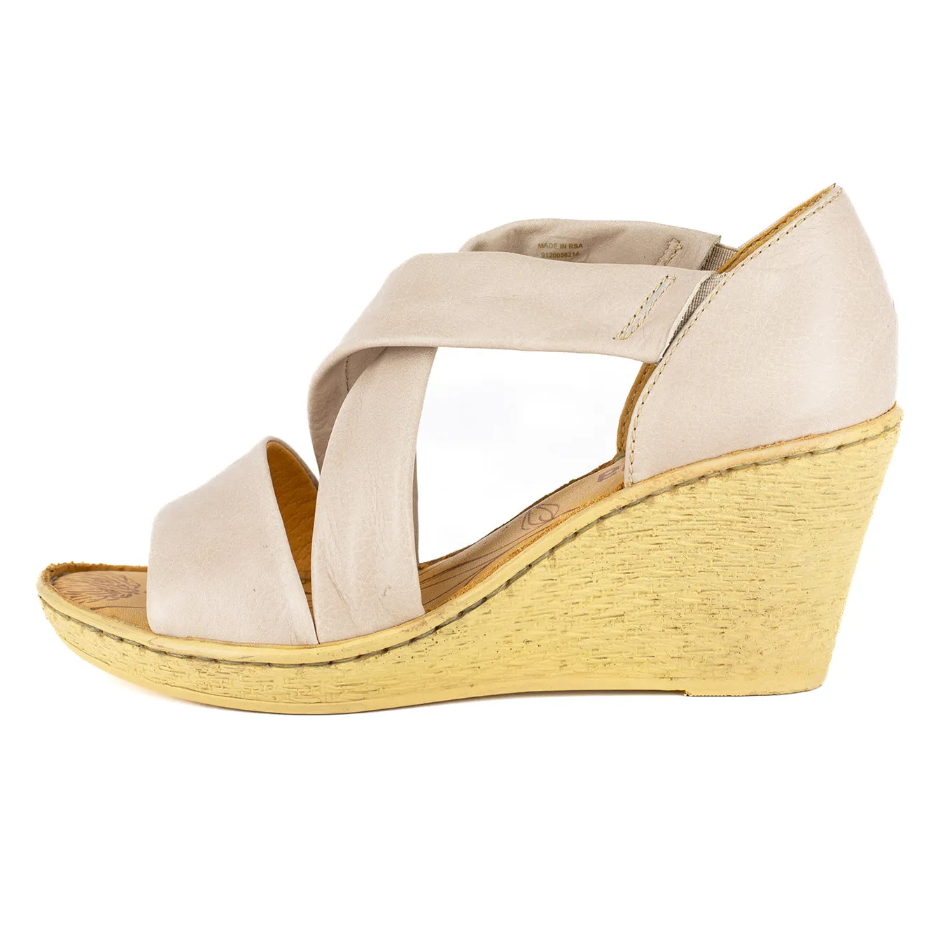 Lekuza : Ladies High-Heeled Leather Sandal in Gravel Vintage