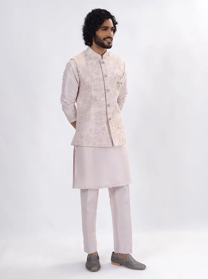 Light Pink Kurta Set with Koti | Azania