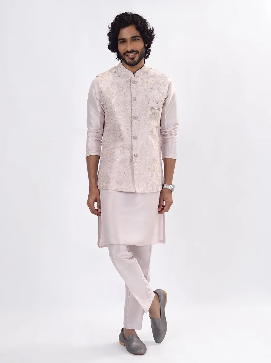Light Pink Kurta Set with Koti | Azania