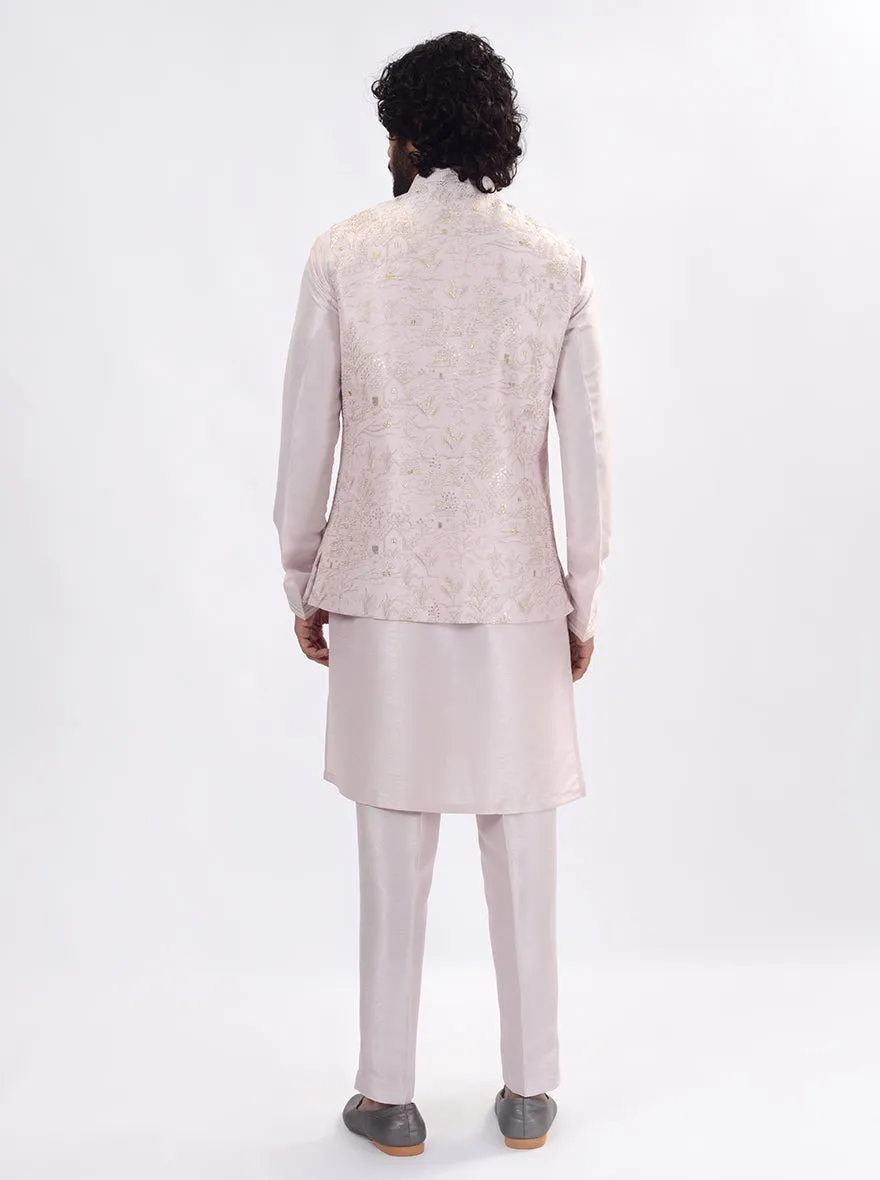 Light Pink Kurta Set with Koti | Azania